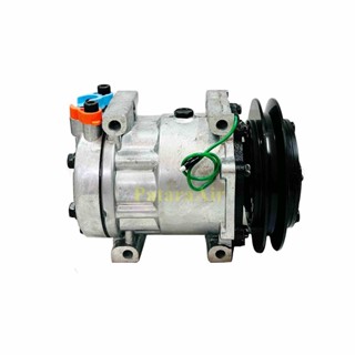 คอมแอร์ Makro SD7H15 4หู 24v. ร่อง B หัวแปะบน,Kobelco SK200 คอมเพรสเซอร์ แอร์ แมคโคร,โกเบลโก หูร้อย ร่องบี คอมแอร์รถยนต์
