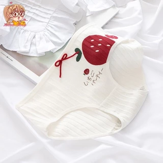 กางเกงในเอวต่ำ 🍓ลายสตอเบอรี่สีหวาน🍓 กางเกงในแฟชั่น ผ้าคอตคอน เนื้อนิ่ม พร้อมส่ง CS013