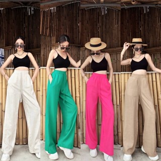 Linen miroku vintage pants กางเกงฟรีไซส์ผ้าลินินญี่ปุ่น เนื้อดี เอวสูง ไม่ฟิตสะโพก #พร้อมส่ง