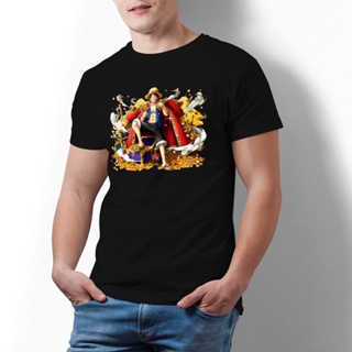 เสื้อยืดคอกลม Bandai informal-Camiseta de algodón para hombre, camisa con estampado de mono D Luffy, cuello redondo, de