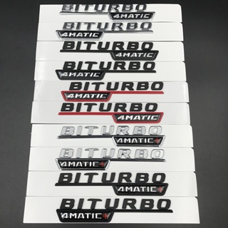 ใหม่ สติกเกอร์โลโก้ TURBO AMG BITURBO 4matic plus ตราสัญลักษณ์ สําหรับ Mercedes Benz 4 matic+ flat letter badge Fender side 1 คู่