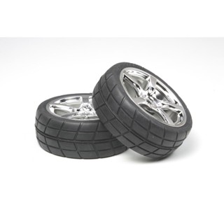 [ชุดแต่งรถบังคับ] TAMIYA 53955 OP.955 5-Spoke Metal Plated Wheel w/Cemented Radial Tire 2pcs. (24mm Offset 0) ชุดแต่ง...