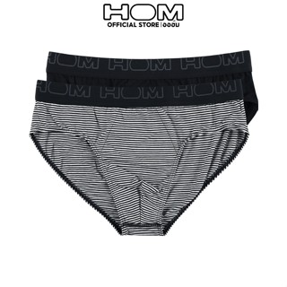 HOM (ออฮ์ม) รุ่น 401945-D007 Packs2 กางเกงในชาย Boxer ผ้าCotton ให้สัมผัสที่นุ่มไม่ระคายเคือง