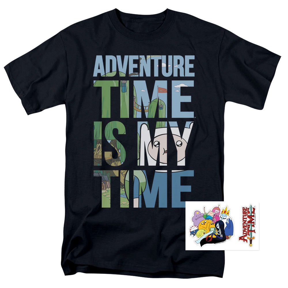 🔥 เสื้อยืด ผ้าฝ้าย พิมพ์ลายการ์ตูน Adventure Time My Time สีดํา สไตล์คลาสสิก สําหรับผู้ชาย UI321T36053 🔥