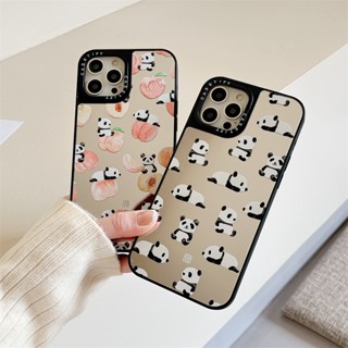 Casetify เคสโทรศัพท์มือถือ TPU กันกระแทก ลายแพนด้า พีช พร้อมกระจก สําหรับ iPhone 14 ProMAX 13 Pro MAX 12 11 Pro MAX XR X XS MAX