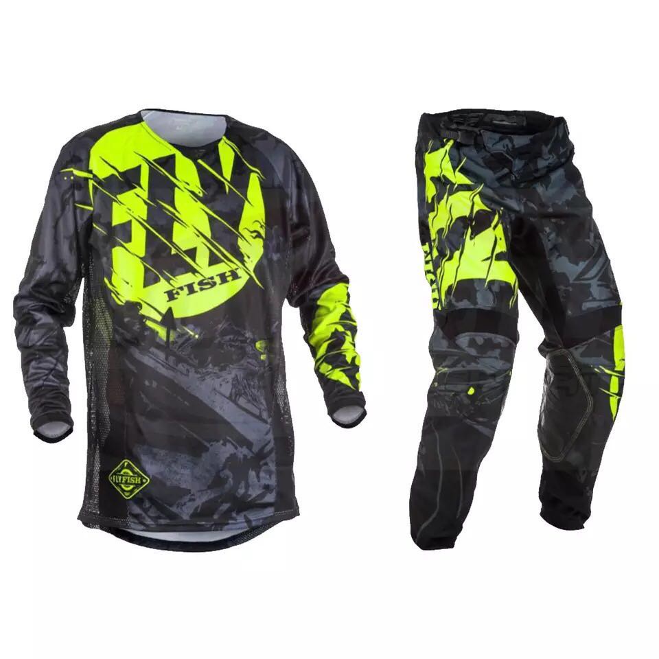 ขอแนะนำFly Fish Motocross Racing Suit Jersey&amp;pants Combos MOTO Biker MX ATV Motorcycles Riding Racing Protective Gea