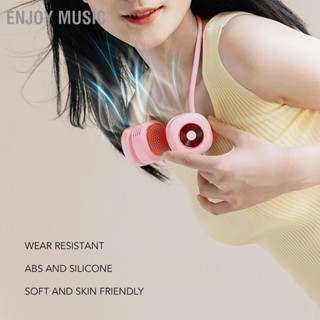 Enjoy Music Bladeless พัดลมคล้องคอ 3W 5V แบบพกพา พับได้ ประเภทกังหันคู่ ไฟ Led ชาร์จ Usb สีชมพู