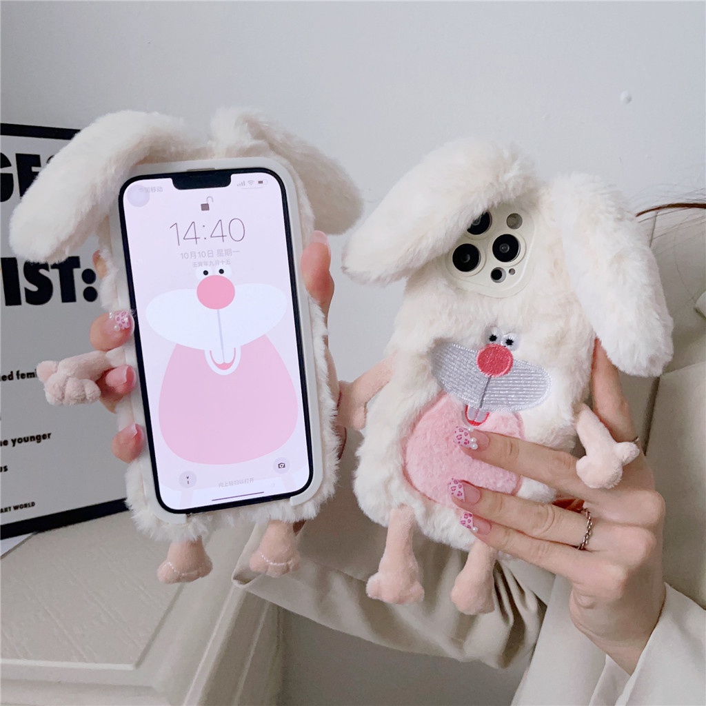 สําหรับiphone Case 16 Pro Max 15 Pro Max 14 Pro Max 13 Pro Max 12 Pro Maxฤดูใบไม้ร่วงและฤดูหนาวตุ๊กตาการ์ตูนรูปแบบTPU Soft Case