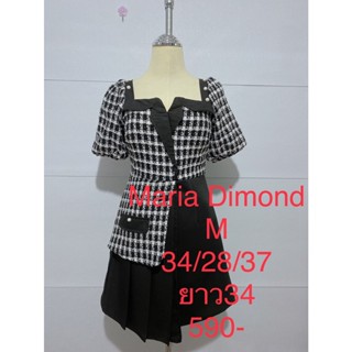 เดรสสั้น สีดำ ผ้าทวิส MARIA DIAMOND SIZE M