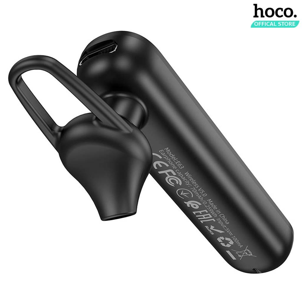 HOCO E63 หูฟังโมโน หูฟังบลูทูธ สมอลทอล์ค BT v5.0 แบตทน คุยสายได้ต่อเนื่อง 6 ชั่วโมง หูฟัง Diamond Bluetooth headset hc3