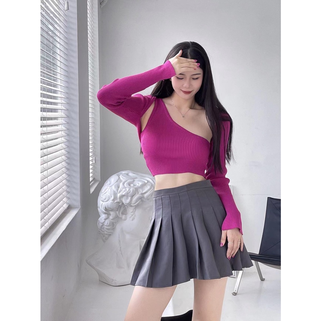 Cici ❣🇹🇭🚚พร้อมส่ง❣(A1178) SET 2 ชิ้นเสื้้อคลุม+สายเดี่ยวข้างเดียว เซทนี้คือสวยปังมากสีชัดแจ่มใส่เต้นหรือจับแมทซ์กางเกงคือดีย์