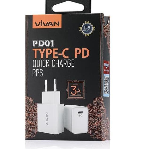Vivan PD01 Type-C PD Quick Charger 3A Output Charger / VIVAN CHARGER POWER DELIVERY TYPE C PD01 พร้อ