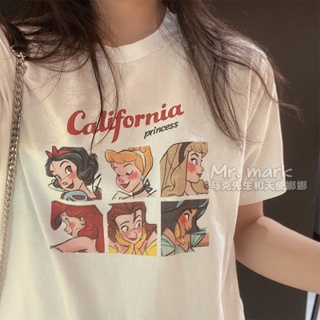 เสื้อโอเวอร์ไซ เสื้อคนอ้วน Fulllove เสื้อยืดแขนสั้น ฟรีไซซ์ ลาย Disney Princess California รุ่น1542