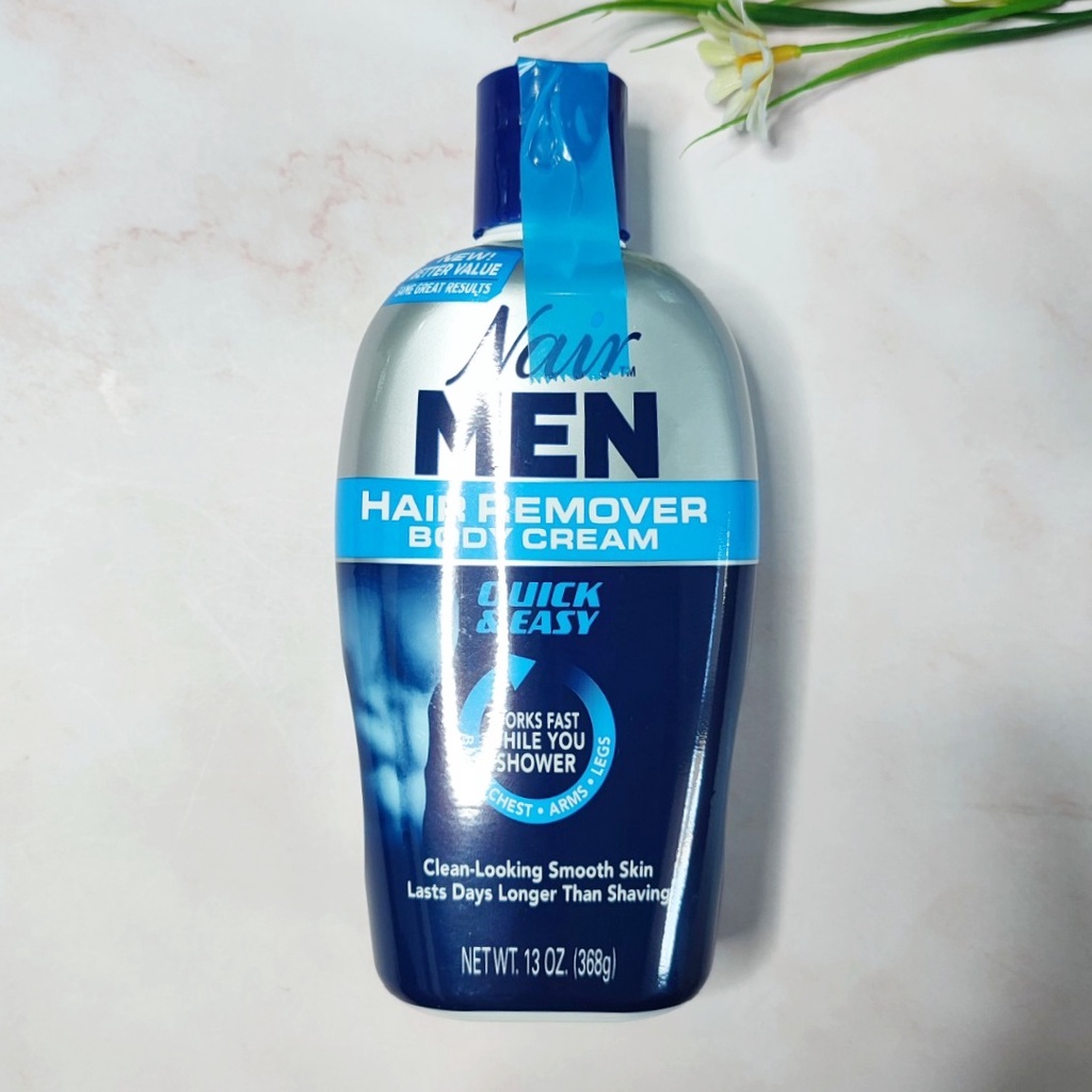 [Nair®] Men Hair Remover Body Cream Quick & Easy 368 g ครีมกำจัดขนตามร่างกายสำหรับผู้ชาย ขนแขน ขนขา 