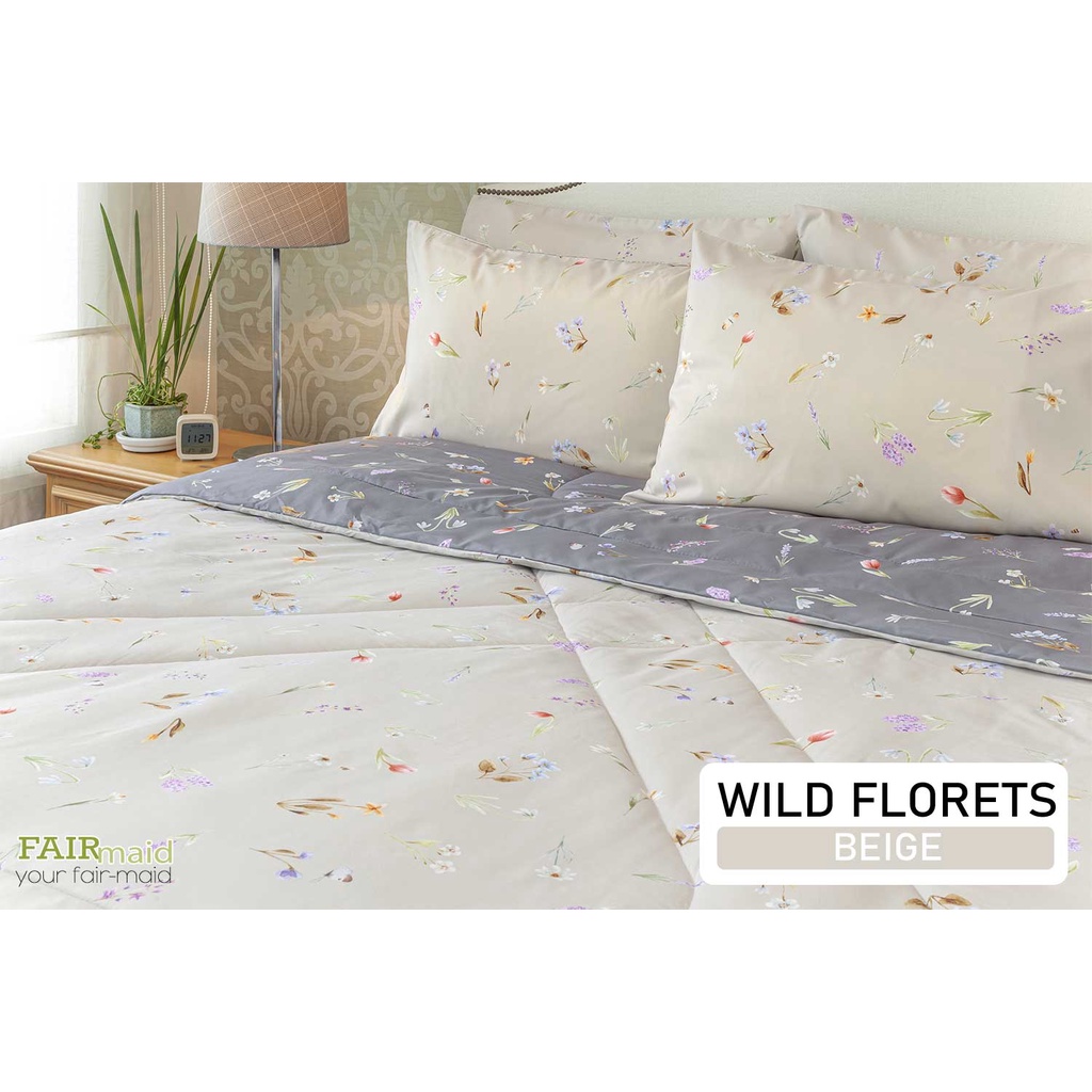 FAIRmaid ชุดผ้าปูที่นอนรัดมุม + ปลอกหมอน ลาย Wild Florets สำหรับเตียงขนาด 6 / 5 / 3.5 ฟุต