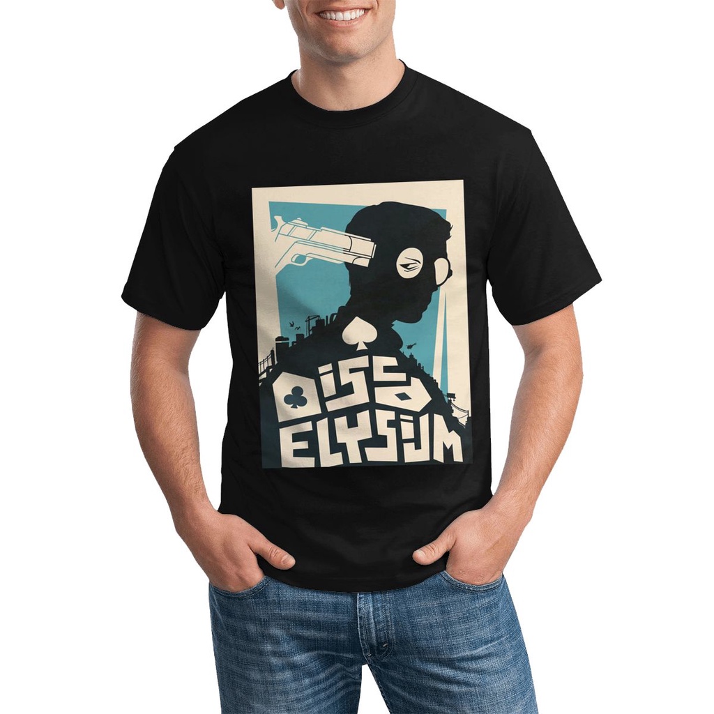 เสื้อยืด Guns Death disco elysium fanart videogame กราฟิกแขนสั้นบริสุทธิ์ Basic Tshirt Men s Tops Te