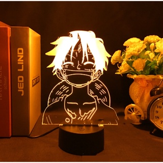 St1 โคมไฟ LED รูปการ์ตูนอนิเมะ One Piece 3d ชาร์จ USB สําหรับตกแต่งบ้าน คริสต์มาส