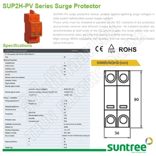 Suntree กันฟ้าผ่า DC SUP2H-PV DC SPD 800V 2P 20-40KA กันฟ้าผ่า อุปกรณ์ป้องกันฟ้าผ่า Surge Protection ซันทรี ธันไฟฟ้า SSS