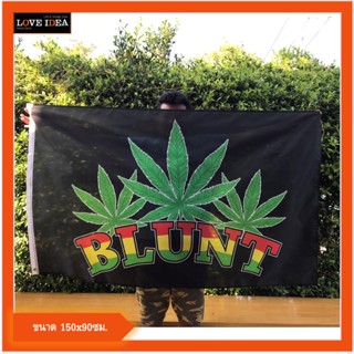 ธงสายเขียววินเทจ พื้นดำBLUNT ขนาด3x5ฟุต