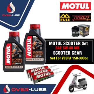 น้ำมันเครื่อง Motul Scooter Power LE Synthetic 100% 4T 5W-40 สำหรับ Vespa 125-150-300 ทุกรุ่น สังเคราะห์แท้ 100%