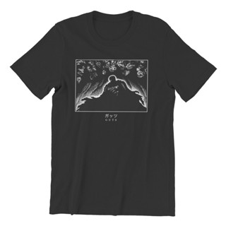 เสื้อยืดสไตล์เกาหลี ผู้ชาย The Cave Berserk Guts อะนิเมะเสื้อยืดผ้าฝ้ายบริสุทธิ์เสื้อผ้าผ้าฝ้ายวินเทจแขนสั้น O คอเสื้อยื