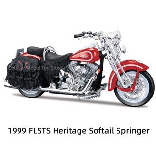 โมเดลรถจักรยานยนต์ Maisto 1:18 Harley-Davidson 1999 FLSTS Heritage Softail Springer Red Die Cast Vehicles ของเล่นสําหรับเด็ก