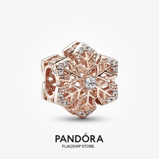 Pandora จี้เกล็ดหิมะ ชุบโรสโกลด์ 14k สําหรับผู้หญิง p804