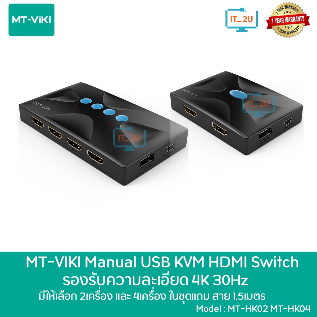 MT-Viki MT-HK02/MT-HK04 Manual USB KVM Switch HDMI 4K 3840*2160@ 30Hz ...
