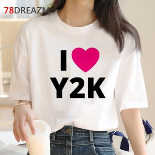 เสื้อวินเทจผญ i เสื้อหัวใจ y2k tshirt ฤดูร้อนด้านบนผู้ชายลําลองสตรีทแวร์พิมพ์สุนทรียศาสตร์กรันจ์ฤดูร้อนเสื้อยืดด้านบนเสื