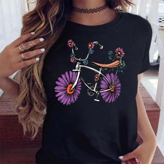 เสื้อยืดสีขาวผู้ชาย Vrouw Grappige Fiets Bloemenprint เสื้อยืดฮาราจูกุ วรูเวน ชีตส์ แคชชวล โอฮาลส์ คอร์ต โมเวน ท็อปส์ เส