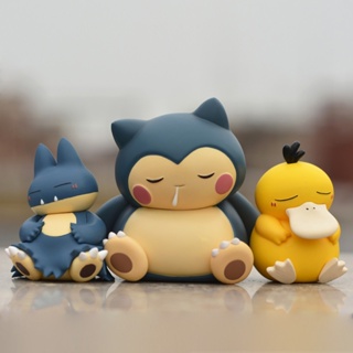 โมเดลฟิกเกอร์ Pvc รูปการ์ตูนอนิเมะ Pokemon Psyduck Snorlax Gonbe Sleep Series ของเล่นสะสม สําหรับเด็ก