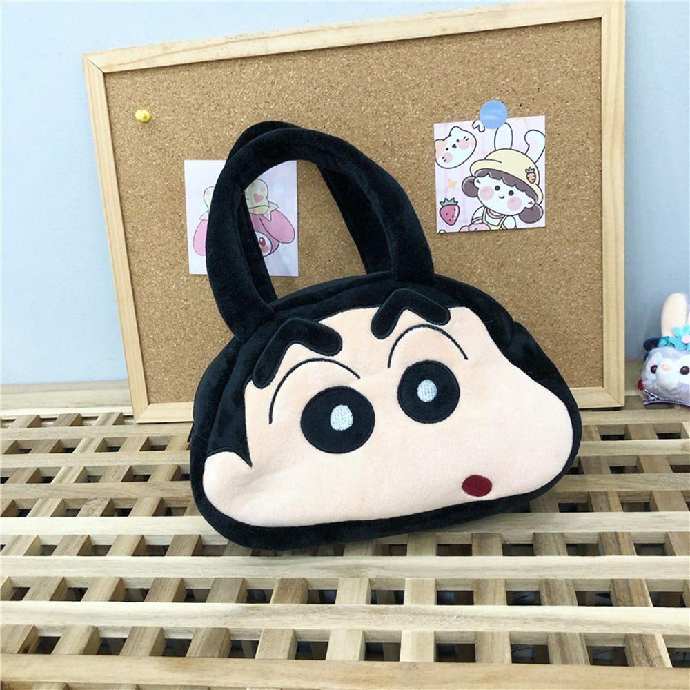 Jsjjingp ผู้หญิงอะนิเมะกระเป๋าถือสําหรับสาวน่ารัก Kawaii Crayon Shin Chan ตุ๊กตาการ์ตูนขนาดใหญ่ความจุแขวนแป้งกระเป๋าไหล่กระเป๋า