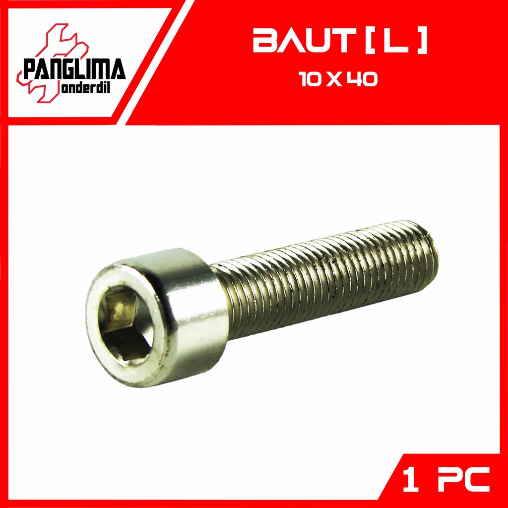 Bolt L M10x40-10x40-M 10 x 40 คีย์ L8-8 mm Pitch-P 1.25 Bolt-Bolt