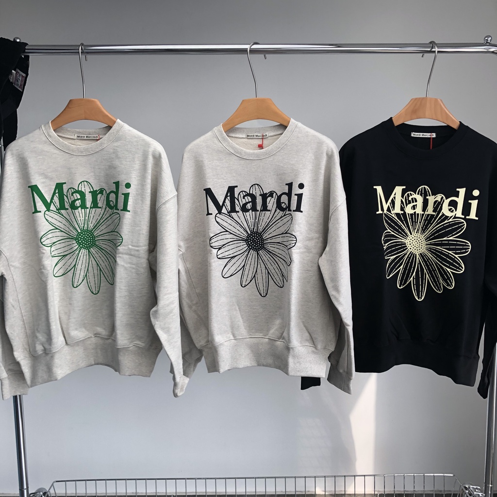 ใหม่ เสื้อกันหนาวลําลอง คอกลม ทรงหลวม ลายดอกไม้ ขนาดเล็ก