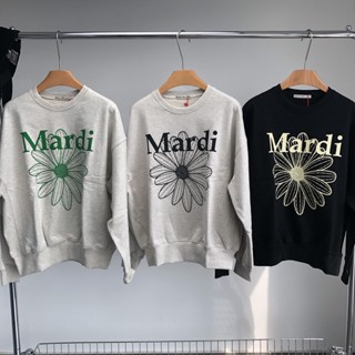 ใหม่ mardi mercredi เสื้อกันหนาวลําลอง คอกลม ทรงหลวม ลายดอกไม้ ขนาดเล็ก