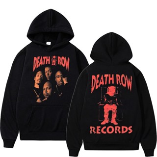 เสื้อกันหนาว มีฮู้ด พิมพ์ลายกราฟฟิค Death Row Records Snoop Dogg Rapper Tupac สไตล์ฮิปฮอป สําหรับผู้ชาย มี 2 แพ็ก