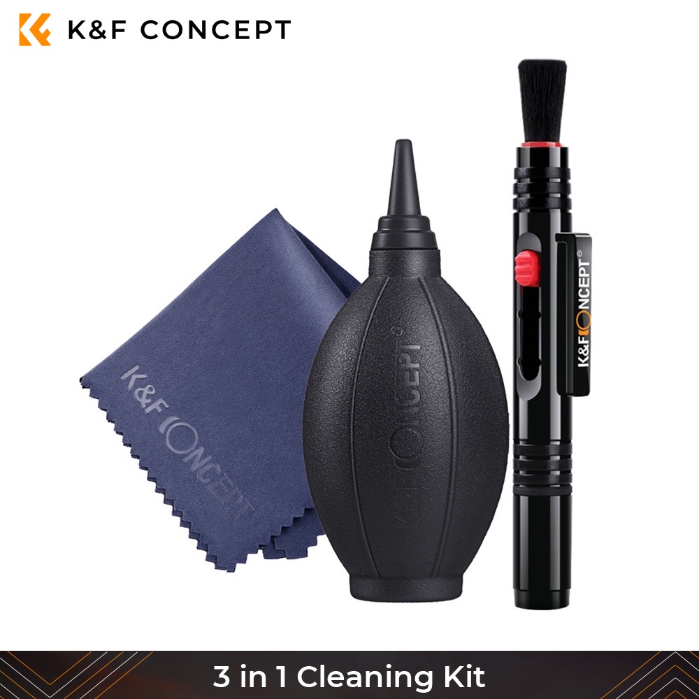 K&f Concept 3 IN 1 ชุดปากกาทําความสะอาดกล้อง + เครื่องเป่าซิลิโคน + ผ้าทําความสะอาด สําหรับ Canon Nikon Sony DSLR