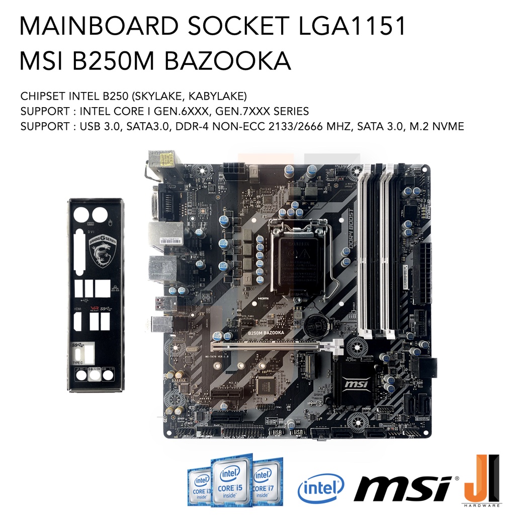 Mainboard MSI B250M BAZOOKA (LGA1151) รองรับ Core i Gen.6XXX และ Gen.7XXX (มือสองสภาพดีมีการรับประกั