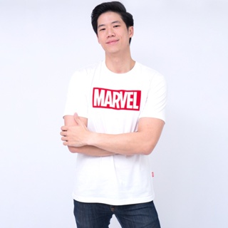 เสื้อผ้าผช🔥 Marvel Men Logo T-Shirt Flock Print - เสื้อมาร์เวลผู้ชายพิมพ์กำมะหยี่ สินค้าลิขสิทธ์แท้100% characters stud