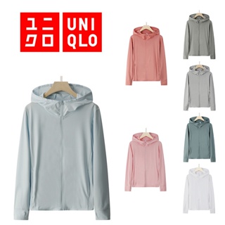 Uniqlo เสื้อแจ็กเก็ต แขนยาว มีฮู้ด มีซิป ป้องกันรังสียูวี UPF 50+ สําหรับผู้หญิง