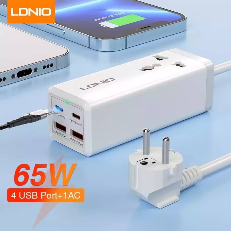 LDNIO SC1418 65W USB C PD QC3.0 สำหรับโทรศัพท์มือถือ Fast Charge