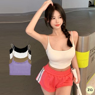 💥HOT SALE💥เสื้อสายเดี่ยวสายเล็ก รุ่นครอปมีไซส์ 4 สี