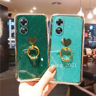 Ready Stock OPPO Reno8 T 5G 4G Reno 8T 8 T 2023 เคส Casing Electroplating Glitter Heart Shaped Shiny Finger Phone Case with Ring Bracket Hard Case เคสโทรศัพท