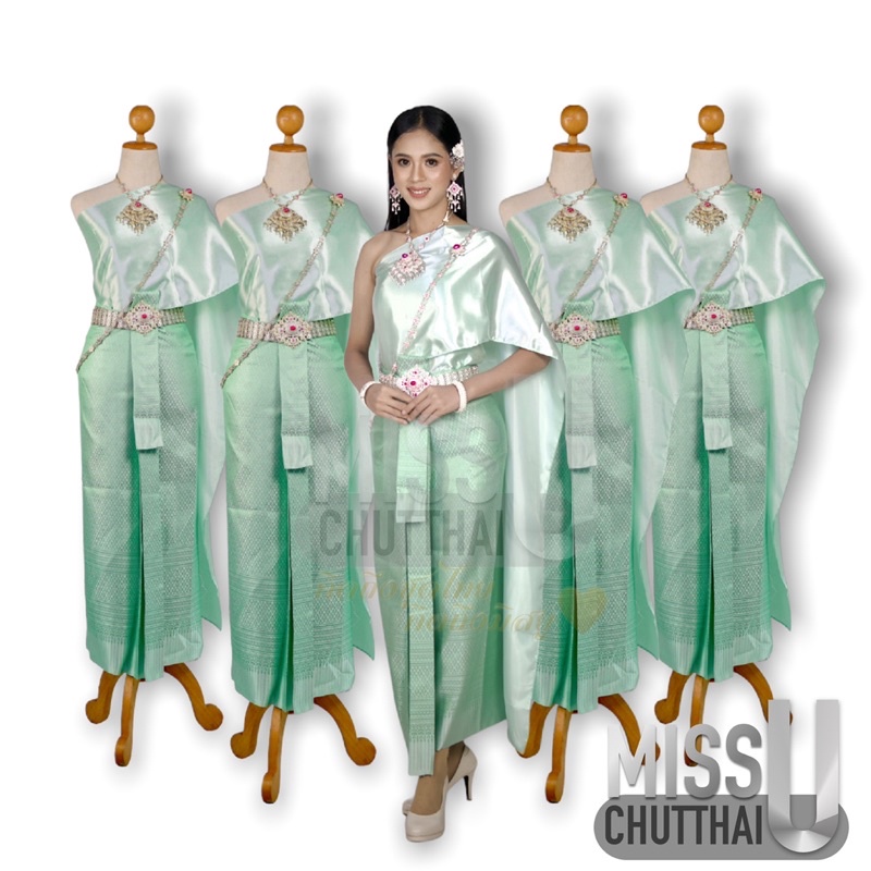 ชุดไทย ชุดไทยเพื่อนเจ้าสาว ผ้าถุงหน้านางพร้อมสไบ(พร้อมส่ง) By The Pueanjaosao - รูปที่ 4