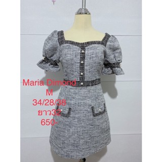 เดรสสั้น ผ้าทวิส สีเทา MARIA DIAMOND SIZE M