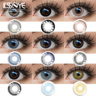 Ksseye คอนแทคเลนส์สีธรรมชาติ พร้อมเคส ขนาดใหญ่ สีดํา สีฟ้า สีเขียว สําหรับแต่งหน้า 2 ชิ้น