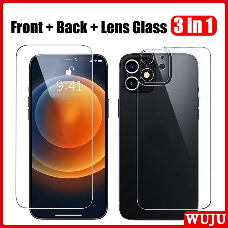WUJU 3-in-1 กระจกนิรภัยกันรอยหน้าจอ และเลนส์กล้อง ฟิล์มกระจก สําหรับ Compatible For iPhone 17 11 12 13 14 15 16 Pro Max XR X XS Max Plus Air