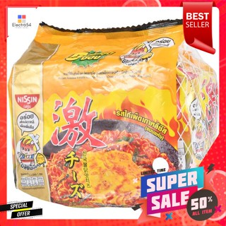 นิสชิน บะหมี่กึ่งสำเร็จรูปแบบแห้ง รสไก่เผ็ดเกาหลีชีส 60 ก. แพ็ค 5NISSIN Dried Instant Noodles Korean Spicy Chicken Chees