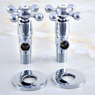 2 Pcs Polished Chrome Cross Handles Bathroom Angle Stop Valve 1/2" Male x 1/2" Male Thread Bathroom Accessory sav014