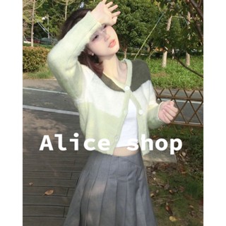 Alice  เสื้อครอปเสื้อยืดแขนยาวผู้หญิง เสื้อสเวตเตอร์ 2022 ใหม่ ฤดูใบไม้ร่วงและฤดูหนาว ทันสมัย พิเศษ สวย Comfortable AS2210252 36Z230909